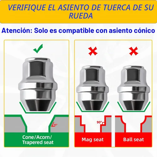 Vista 3 de Tuercas de llanta OEM 14x1.5 para 2015-2024 F150 Expedition Navigator Cromo