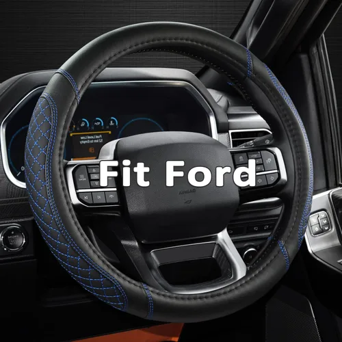 Vista 16 de West Llama Funda para volante de automóvil para Ford F-150, F-250, F-350, Expedition (Negro, tamaño grande)