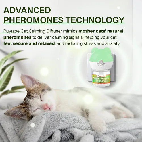 Vista 4 de puyrzoe Difusor calmante para gatos con función de temporizador, kit de difusor calmante de feromonas para gatos 3 en 1, alivio de la ansiedad de 60
