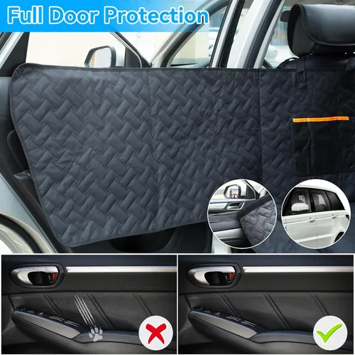 Vista 2 de Funda de asiento de automóvil para perro de alta calidad, resistente a los arañazos, protector de puerta de automóvil para perros, protección