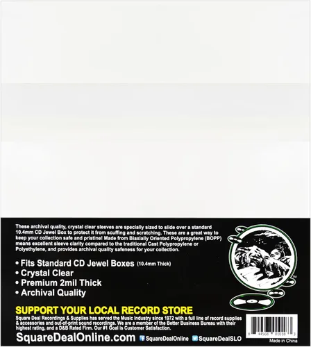 Vista 2 de Resealable CD exterior Sleeves – Holds 1 Jewel Box – transparente (100 fundas)