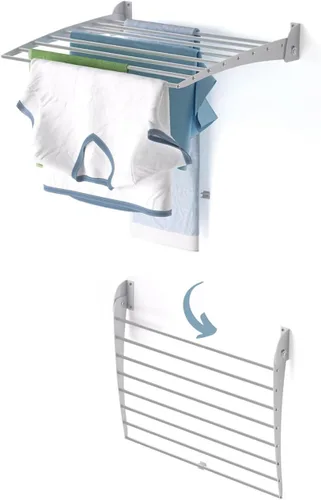 Vista 10 de foxydry Rejilla de secado plegable para montar en la pared, plegable que ahorra espacio, 24 pulgadas Negro - Cerrando
