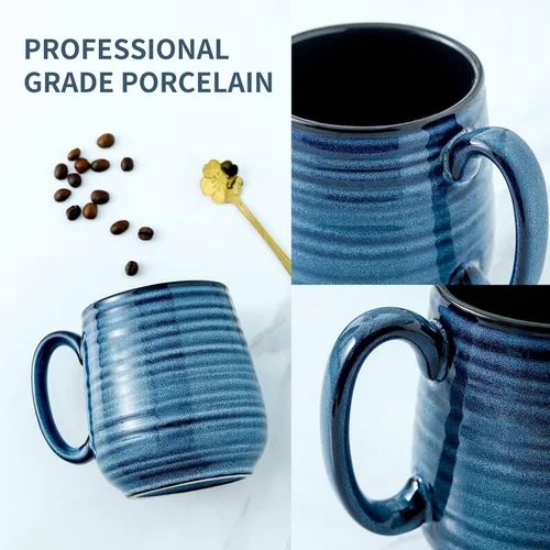 Vista 6 de HASENSE Taza de café, taza de café de cerámica de 20 onzas para hombres y mujeres, taza de café grande para café con leche, sopa de té, para oficina