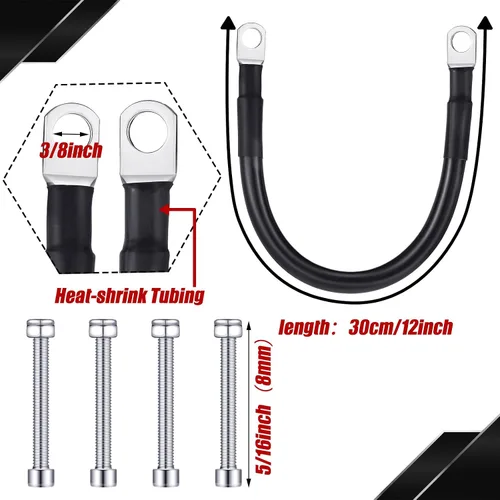 Vista 4 de Interruptor de desconexión de batería de 12 V-48 V con 2 cables Awg de 12 pulgadas, interruptor aislante de batería marina impermeable con lengüetas