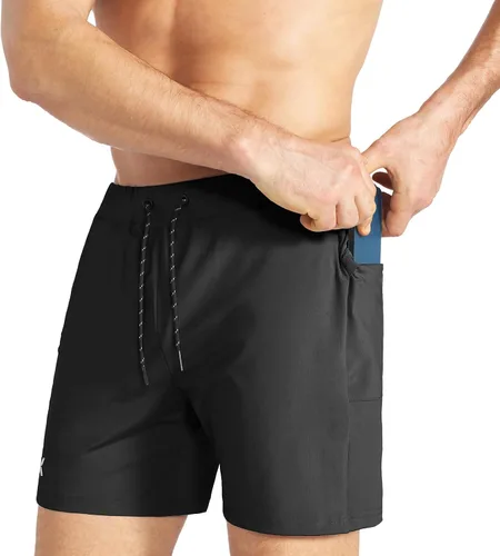 Vista 5 de BROKIG Pantalones cortos de gimnasio ligeros para hombre, pantalones cortos de entrenamiento atlético para hombre con bolsillos para culturismo
