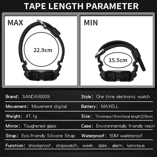 Vista 7 de Mens Digital Sports Watch, Military Army Electronic Watches Waterproof Digital Watch for Men Sport Fashion Wristwatches Backlight LED Display Alarm