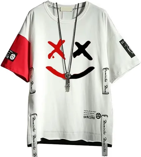 Vista 2 de DUDHUH Camisetas para hombre Techwear Japanese Streetwear Hip Hop Camisas de manga corta para hombre
