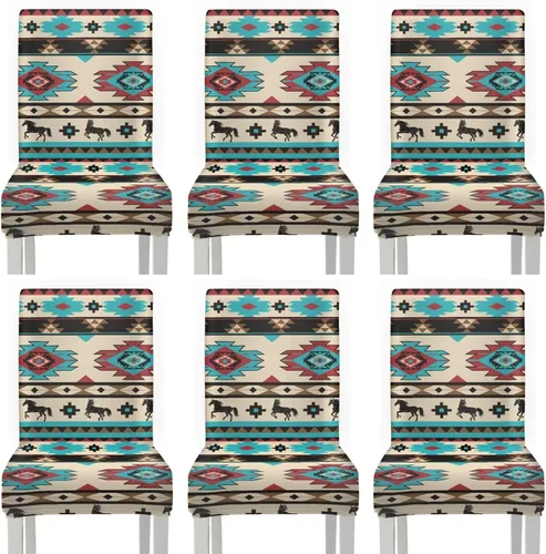 Vista 57 de Rnyleeg Juego de 1 fundas para sillas étnicas para sala de estar, sin brazos, estampado tribal azteca, elásticas, fundas protectoras para sillas
