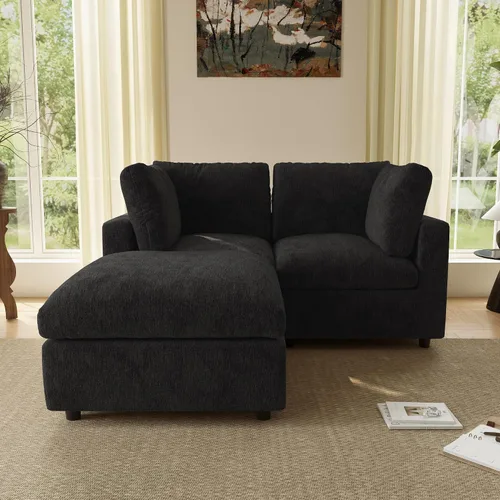 Vista 36 de Sofá modular de nube seccional, moderno sofá en forma de L con otomana, 100 pulgadas, 3 plazas de felpilla para asiento profundo para sala de estar