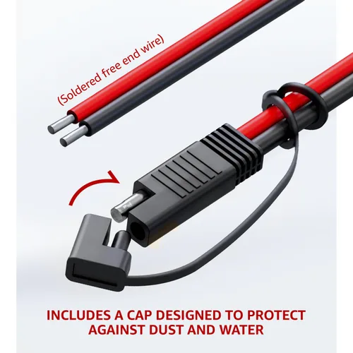 Vista 5 de MADCATZ Cable de extensión de conector SAE de 2 pines de 10 pies y 14 AWG, enchufe de desconexión rápida para automóviles, panel solar, batería