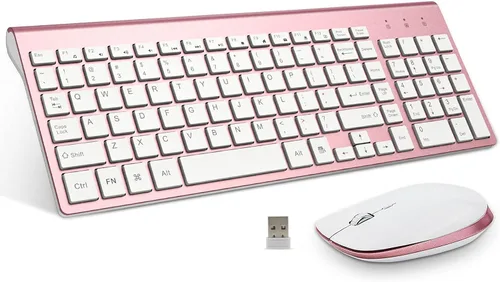 Vista 9 de FENIFOX Teclado y mouse inalámbricos, USB 2.4 GHz, silencioso, silencioso, perfil bajo, compacto, tamaño completo, plano, delgado, portátil