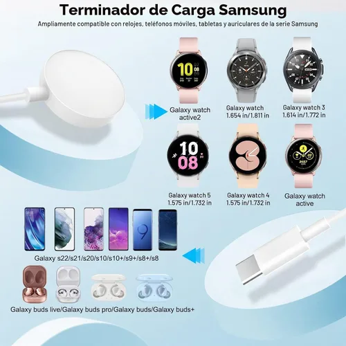 Vista 3 de Cargador USB C de 25 W, cargador de reloj 2 en 1 compatible con Samsung Galaxy Watch 7/6/6 Classic/5 Pro/5/4/3/Active2/1 y Galaxy S24 Blanco