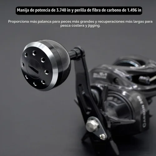 Vista 9 de Carrete de pesca de carbono 300 Baitcasting, carretes de cebo de alta capacidad de línea, relación de engranajes 6.3:1, rodamientos de bolas