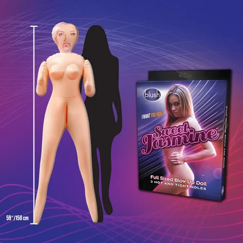 Vista 3 de Blush Novelties X5 - Muñeca sexual inflable de jazmín dulce para hombre, juguetes sexuales para adultos, 5 pies y 3 pulgadas, regalo realista