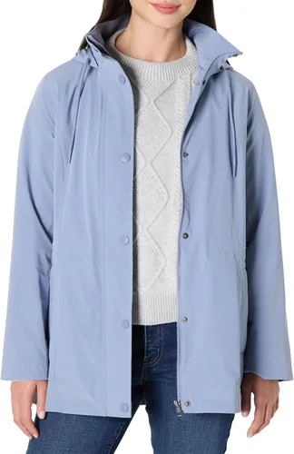 Vista 8 de Amazon Essentials Chaqueta de lluvia larga con capucha para mujer, de ajuste relajado, ligera e impermeable