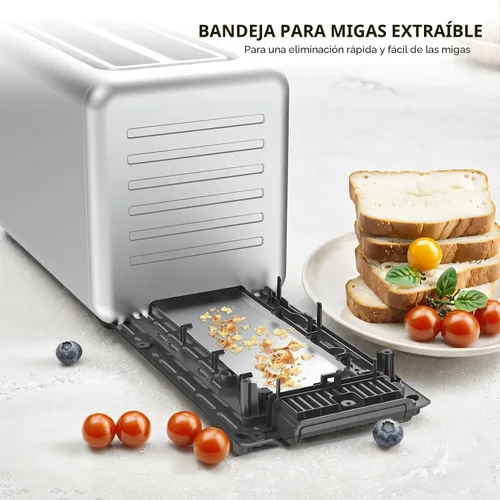 Vista 6 de Keenstone Tostadora de 4 rebanadas, tostadora digital inteligente con pantalla táctil, función de memoria, tostada de una sola ranura, temporizador