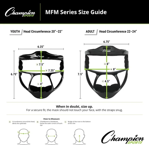 Vista 2 de Champion Sports Ultralight Magnesium Softball Fielder’s Mask – Youth & Adult Sizes, 8oz Lightweight Protective Face Guard