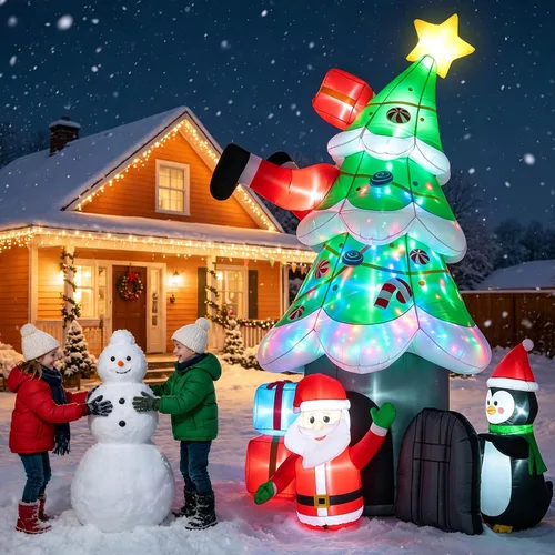 Vista 9 de Inflables al aire libre divertido árbol de Navidad verde y Papá Noel - 12 pies Árbol Verde