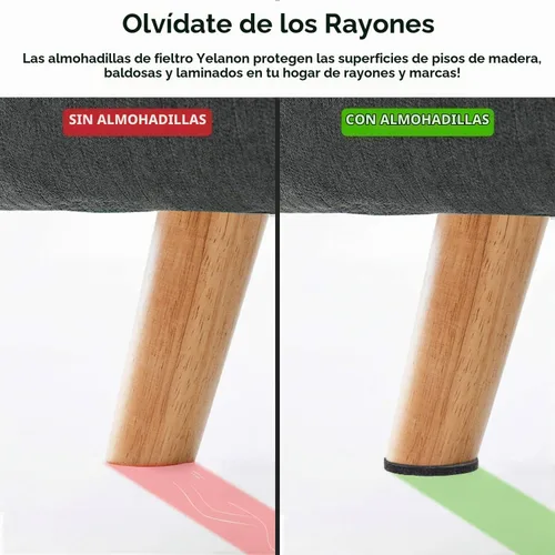 Vista 4 de Yelanon Almohadillas de fieltro para suelos de madera dura, 261 protectores de piso de alta calidad para muebles, almohadillas de fieltro para patas