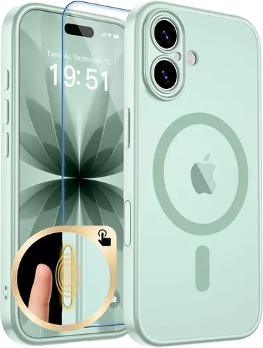 Vista 165 de zapica Funda magnética para iPhone Air, con protector de pantalla de vidrio templado, compatible con MagSafe, translúcida mate, a prueba de golpes