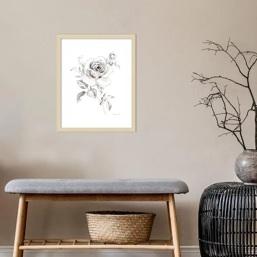 Vista 5 de Amanti Art Impresión artística enmarcada para pared, 21 x 17 pulgadas, cuaderno de bocetos Garden IX BW por Danhui Nai, arte de pared de flores