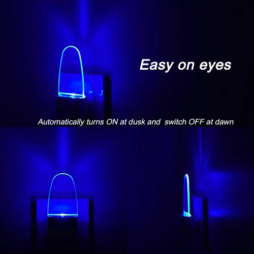 Vista 4 de Paquete de 4 lámparas de luz nocturna con sensor de atardecer a amanecer, enchufable, luz nocturna LED azul