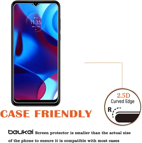 Vista 4 de Protector de pantalla de vidrio templado compatible con Motorola Moto G Pure (6.5 pulgadas), sensible al tacto, compatible con fundas, dureza 9H