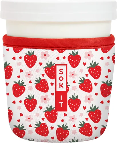 Vista 199 de Sok It IceCreamSok - Funda de neopreno aislada (flores abstractas, pintas de helado cónicas)