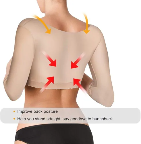 Vista 3 de BRABIC Modeladora de la parte superior del brazo postquirúrgico, mangas de compresión más delgadas, corrector de postura, moldeadora para mujer