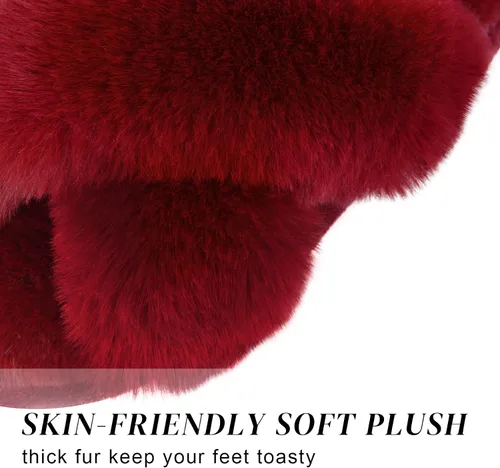Vista 2 de Parlovable Women's Cross Band Slippers Fuzzy Soft House Slippers Plush Furry Warm Cozy Open Toe Fluffy Home Shoes Comfy Indoor Outdoor Slip On