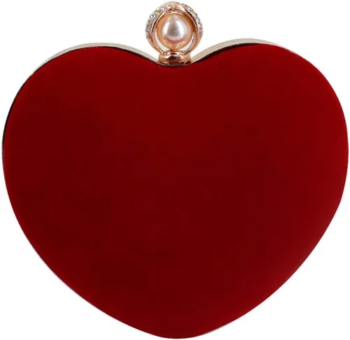 Vista 24 de Goclothod Bolso de mano en forma de corazón para mujer, bolso de hombro de terciopelo, bolsos de noche Negro