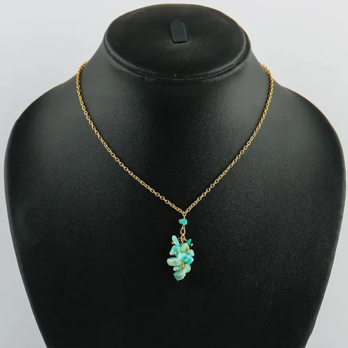 Vista 3 de TGH Collar con piedras preciosas naturales en Y, colgante de cristal curativo chapado en oro, cadena de latón de 16 + 2 pulgadas, joyería espiritual