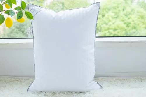 Vista 5 de Juego de 2 almohadas de plumas de ganso para dormir, juego de 2 almohadas de la colección de hotel, tamaño estándar (20 x 26 pulgadas), color blanco
