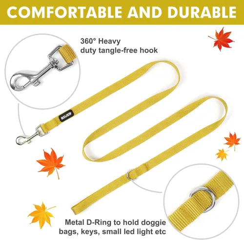 Vista 3 de azuza Juego de collar y correa de nailon para perro, correa de estilo básico fuerte y duradera con gancho para collar fácil de usar, disponible