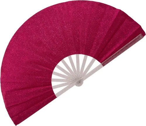 Vista 25 de Ventilador plegable de mano grande, botas en el suelo, abanicos decorativos plegables de manivela para bailes, fiestas, bodas, festivales de música