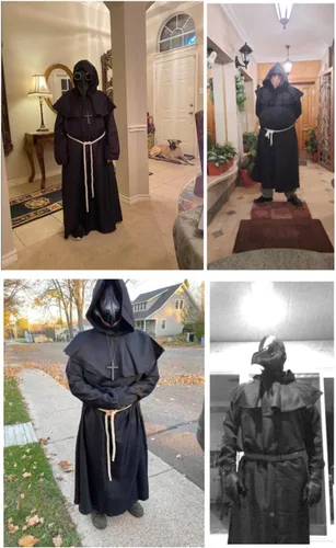 Vista 7 de Coser Park - Disfraz de monje medieval para Halloween, disfraz con capucha