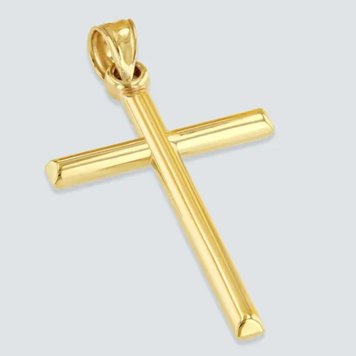 Vista 2 de Colgante clásico de cruz latina de oro amarillo de 14 quilates, Oro amarillo