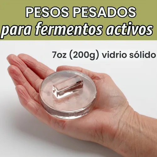 Vista 2 de Pesas de fermentación de vidrio para fermentación Asas de fácil elevación Juego de 4 pesos de pepinillo para frascos de boca ancha
