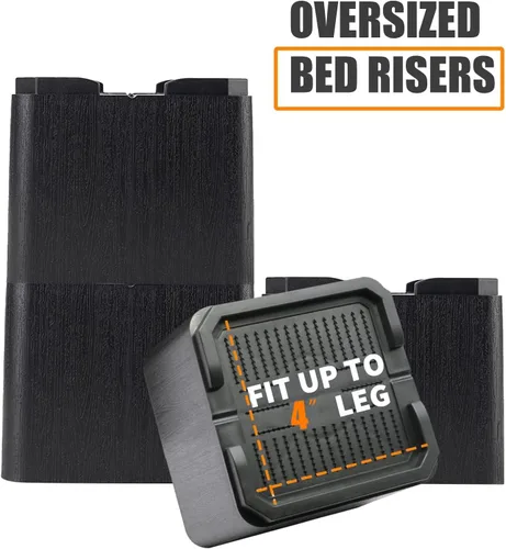 Vista 2 de MYMULIKE Paquete de 8 elevadores de cama de gran tamaño, elevadores de muebles resistentes de 4 pulgadas que soportan hasta 6000 libras, bloques