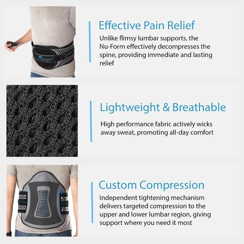 Vista 4 de Nu-Form - Soporte universal para la espalda baja - Soporte de espalda LSO con cierre ajustable, cinturón de soporte lumbar para tensiones