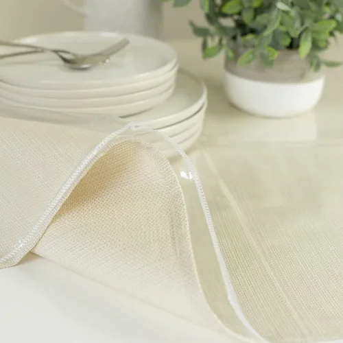 Vista 6 de Benson Mills - Mantel de plástico transparente resistente, 100% impermeable y a prueba de derrames de aceite, de PVC de vinilo, cuadrado, para mesas