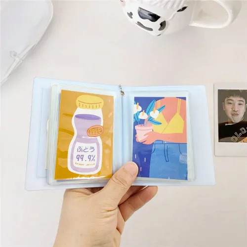 Vista 4 de Paquete de 2 portatarjetas de fotos de 3 pulgadas, álbum de tarjetas fotográficas, mini carpeta de tarjetas fotográficas pequeñas, libro de tarjetas