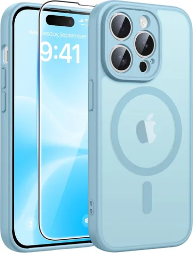 Vista 285 de FNTCASE - Funda para iPhone 16 Pro: magnética, mate, translúcida, de grado militar, protectora contra caídas, resistente, fina, duradera y a prueba