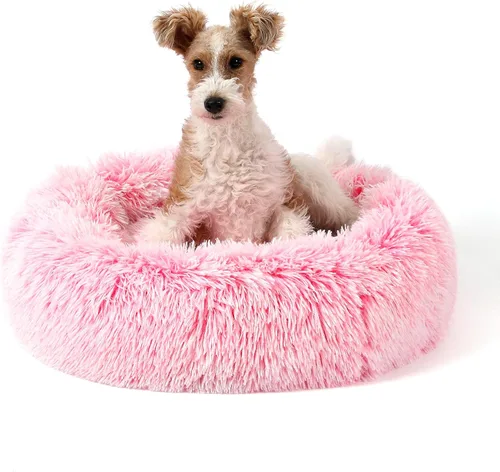 Vista 45 de NOYAL Cama Calmante en Forma de Rosquilla para Perros Pequeños a Medianos y Gatos - Cama de Mascotas de Felpa Sintética Anti-Ansiedad con Funda