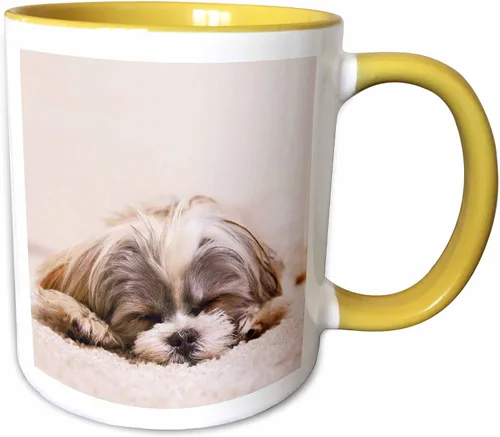 Vista 8 de 3dRose Shih Tzu. Durmiendo. Mejor amigo. Taza roja de dos tonos de 11 oz Rojo