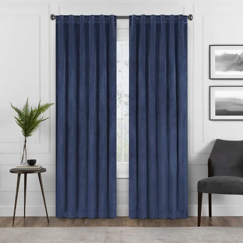Vista 10 de Eclipse Absolute Zero Harper - Cortinas opacas de terciopelo con aislamiento térmico y bolsillo para cortinero para dormitorio, panel individual, 50