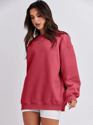 Vista 3 de ANRABESS Sudaderas de gran tamaño con capucha para mujer, cuello redondo, sin botones, ropa casual de otoño, ropa de preparación, adolescentes