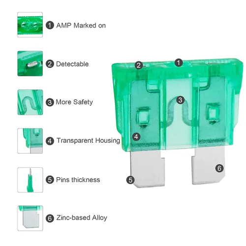 Vista 5 de Kit de 100 fusibles de automóvil – Kit surtido de fusibles de repuesto para automóvil, caravana, camión, motocicleta
