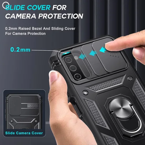 Vista 3 de LeYi Funda compatible con Samsung Galaxy A03s: funda para teléfono Samsung A03s con protector de pantalla [2 paquetes], funda deslizante para cámara