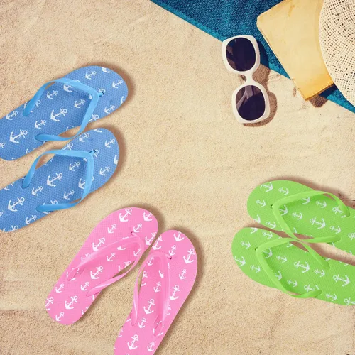 Vista 3 de 48 pares de chanclas, incluye letrero a granel para recepción de boda, fiesta en la piscina en la playa, suela suave al por mayor